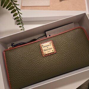 Dooney & Bourke Pebble Grain Zip Clutch Olive